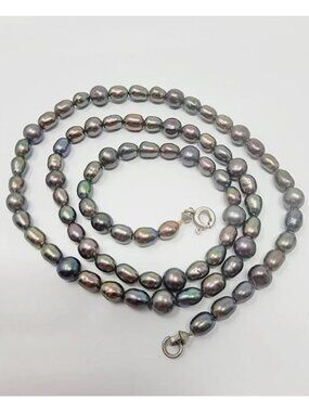 Vintage Natural Peacock Black Freshwater Pearl Choker Necklace